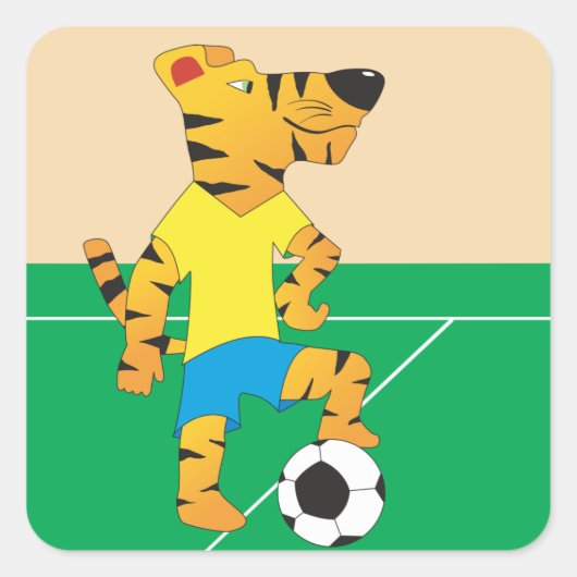 Tijger speelbal vierkante sticker (Voorkant)