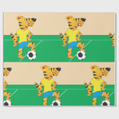 Tijger speelt voetbal cadeaupapier (Vlak)
