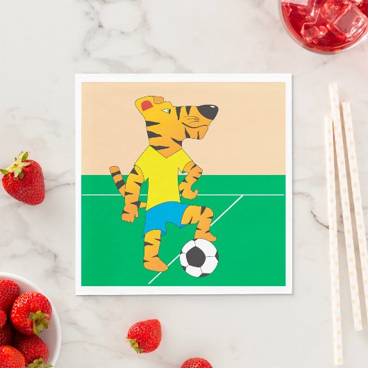 Tijger speelt voetbal servet