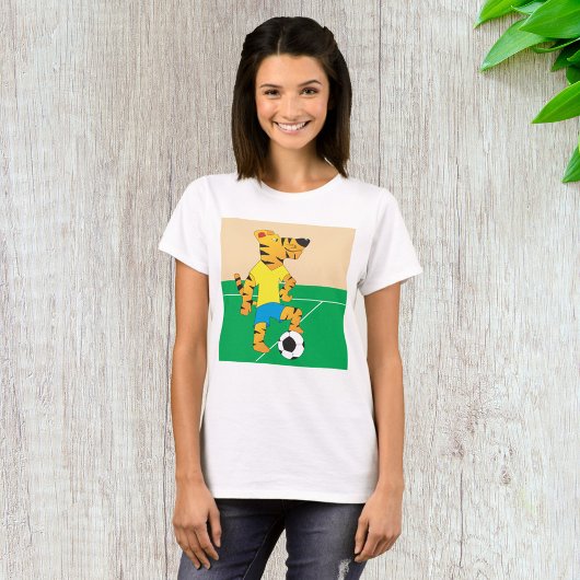Tijger speelt voetbal t-shirt