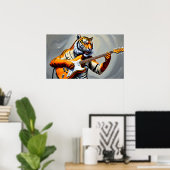 Tijger spelen gitaar poster (Thuiskantoor)
