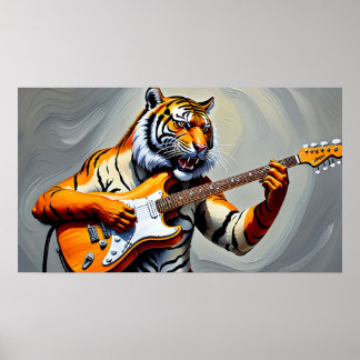 Tijger spelen gitaar poster