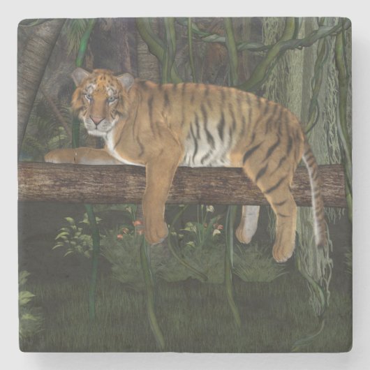 tijger stenen onderzetter (Voorkant)