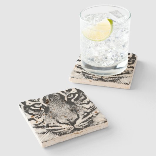 tijger stenen onderzetter (Zijkant)