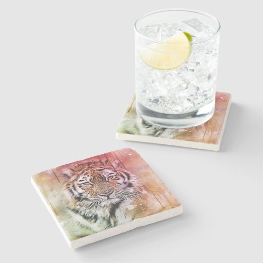 tijger stenen onderzetter (Zijkant)