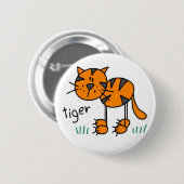 Tijger Stick Figure Knop Ronde Button 5,7 Cm (Voorkant /achterkant)