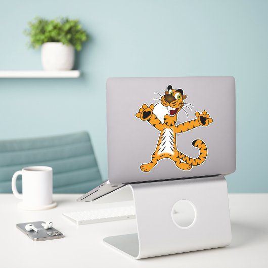 tijger sticker (Laptop op bureau)