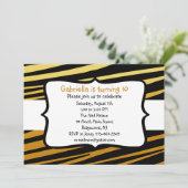 Tijger Striped Birthday Invitation Kaart (Staand voorkant)