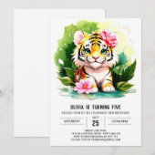 Tijger Stripes Meisjes Verjaardag Uitnodiging (Voorkant / Achterkant)