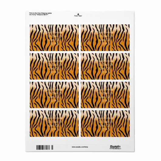 Tijger Stripes Pattern Thunder_Cove Etiket (Full Sheet)