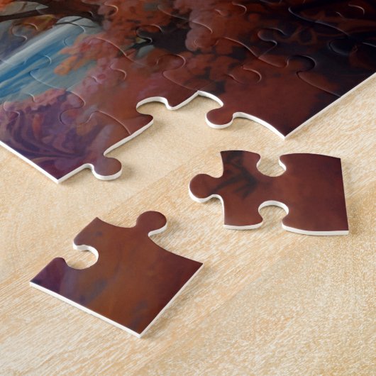 Tijger Surrealistisch Landschap Fantasie Kunst Legpuzzel (Zijkant)