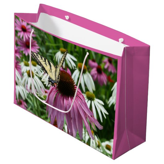Tijger Swallowtail Butterfly Coneflower Gift Bag Groot Cadeauzakje (Voorkant Gekanteld)