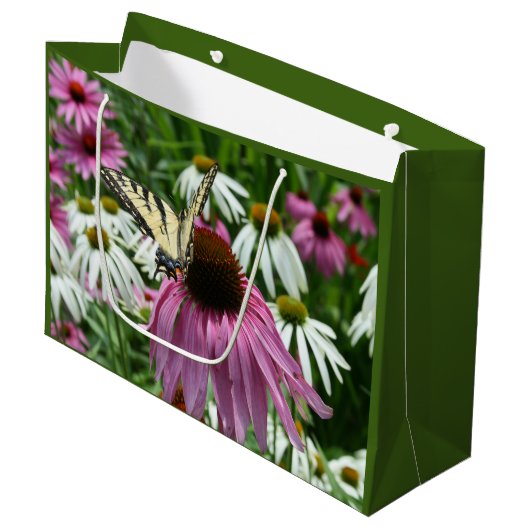 Tijger Swallowtail Butterfly Coneflower Gift Bag Groot Cadeauzakje (Voorkant Gekanteld)