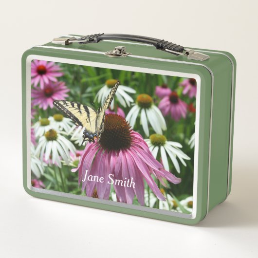 Tijger Swallowtail Butterfly Coneflower Lunch Box (Voorkant)