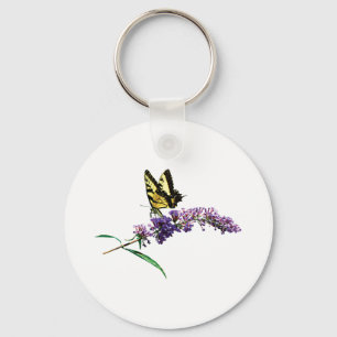 Tijger Swallowtail op de Paarse Struik van Butterf Sleutelhanger