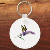 Tijger Swallowtail op de Paarse Struik van Butterf Sleutelhanger (Voorkant)