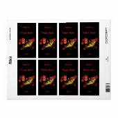 Tijger Swallowtail op Red Floral Wine Label (Full Sheet)