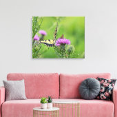 Tijger Swallowtail & Skipper Vlinders op Distel Canvas Afdruk (Insitu (Woonkamer))