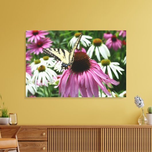 Tijger Swallowtail Vlinder Bloem Canvas Print (Insitu (Woonkamer))
