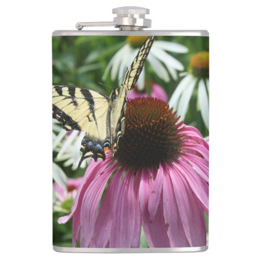 Tijger Swallowtail Vlinder Coneflower Drink Flask Heupfles (Voorkant)