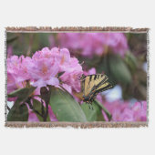 Tijger Swallowtail Vlinder en Roze Rhododendron Deken (Voorkant)