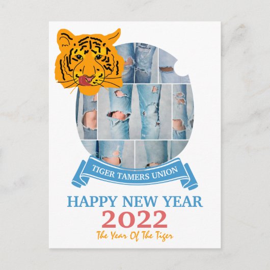 Tijger Tameurs Unie Gelukkig Nieuwjaar 2022 Briefkaart (Voorkant)