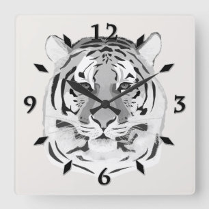 Tijger, tijgergezicht, symbool van 2022 vierkante klok