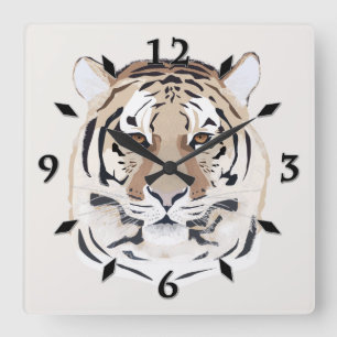 Tijger, tijgergezicht, symbool van 2022 vierkante klok