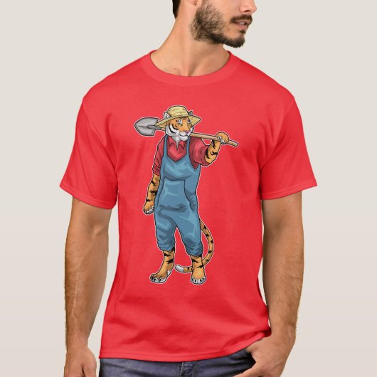 Tijger Tuinman Schep Tuin T-shirt (Voorkant)