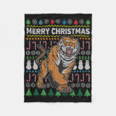 Tijger Ugly KerstSweater Wildlife Series Fleece Deken (Voorkant)