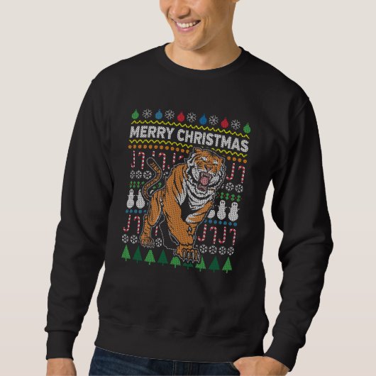 Tijger Ugly KerstSweater Wildlife Series Trui (Voorkant)