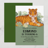 Tijger uitnodiging jongen verjaardagsfeestje dier  (Voorkant / Achterkant)