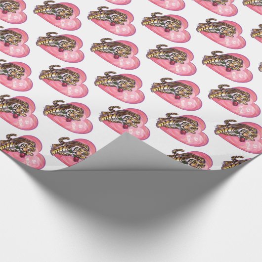 Tijger Valentijnsdag Cadeaupapier (Hoek)