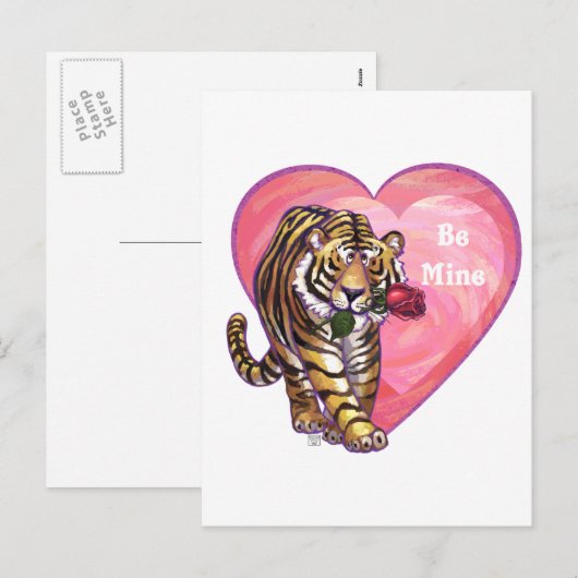 Tijger Valentijnsdag Feestdagenkaart (Voorkant / Achterkant)