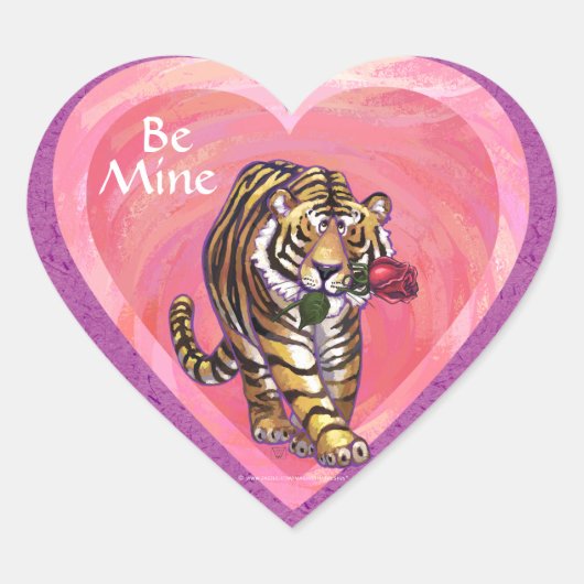 Tijger Valentijnsdag Hart Sticker (Voorkant)