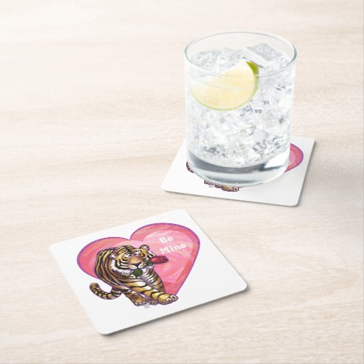 Tijger Valentijnsdag Kartonnen Onderzetters (Insitu)