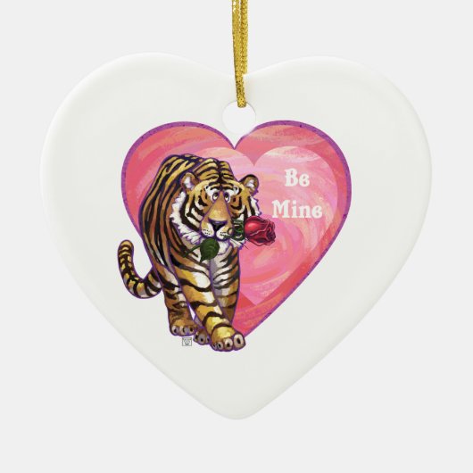 Tijger Valentijnsdag Keramisch Ornament (Voorkant)