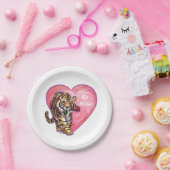Tijger Valentijnsdag Papieren Bordje (Feest)