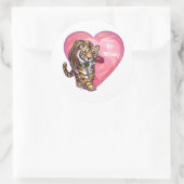 Tijger Valentijnsdag Ronde Sticker (Tas)