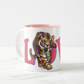 Tijger Valentijnsdag Tweekleurige Koffiemok (Voorkant links)