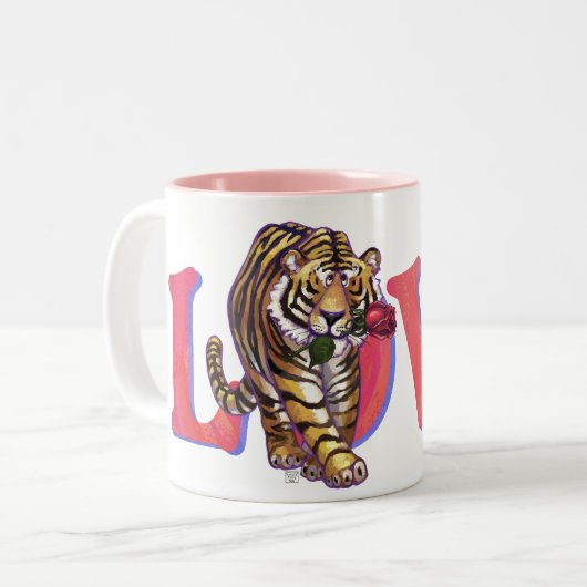 Tijger Valentijnsdag Tweekleurige Koffiemok (Voorkant links)