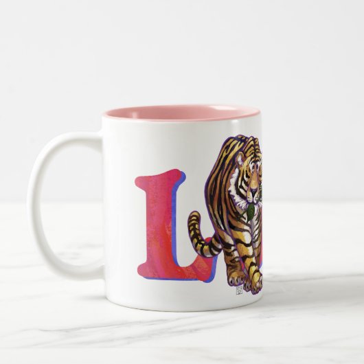 Tijger Valentijnsdag Tweekleurige Koffiemok (Links)