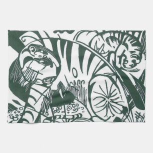 Tijger van Franz Marc, Vintage Expressionisme Kuns Theedoek
