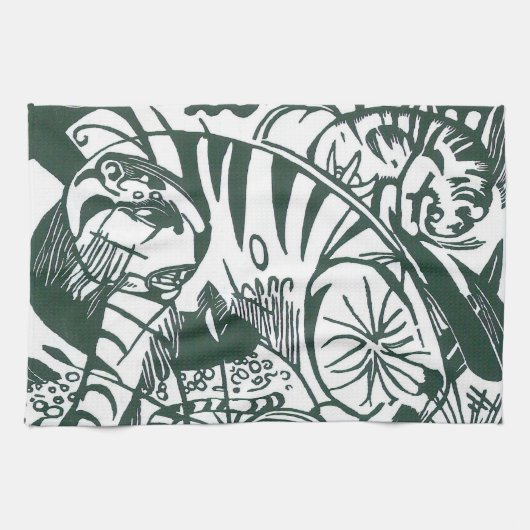 Tijger van Franz Marc, Vintage Expressionisme Kuns Theedoek (Horizontaal)