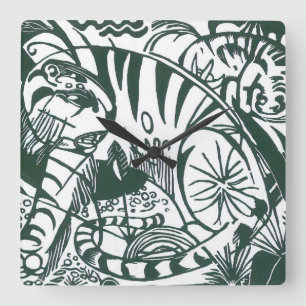 Tijger van Franz Marc, Vintage Expressionisme Kuns Vierkante Klok