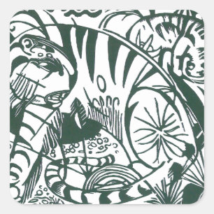 Tijger van Franz Marc, Vintage Expressionisme Kuns Vierkante Sticker