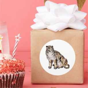 Tijger van Kono Bairei (1844-1895). Ronde Sticker