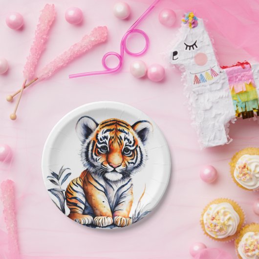 Tijger Verjaardag Viering Papieren Bordje (Feest)