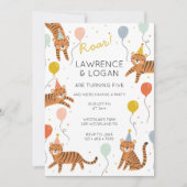 Tijger Verjaardagsfeest Twee namen Kaart (Voorkant)