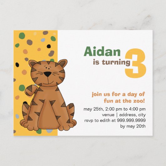 Tijger · Verjaardagsuitnodiging Uitnodiging Briefkaart (Voorkant)